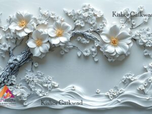 3D Elegant Floral Wave Wall Art STL Model