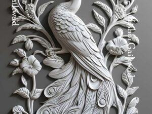 3D Peacock Wall Art STL Model for CNC Engraving & Wood Carving