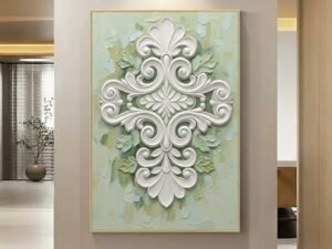 Elegant Floral Wall Bas Relief – 3D Decorative CNC Design
