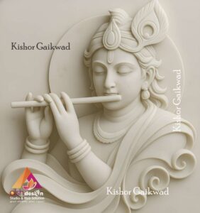 Lord Krishna 3D Bas Relief STL Model for CNC Engraving & Wall Art