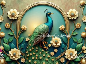 Royal Peacock 3D Wall Art STL Model for CNC Engraving & Interior Decoration